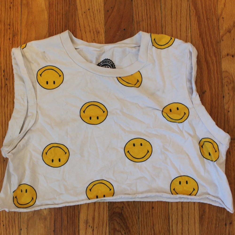 Urban Outfitters Smithson smiley face crop top
